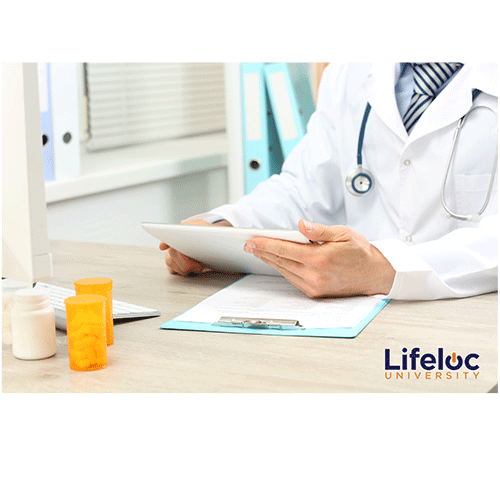 Medical review officer assistant looking at documentation.